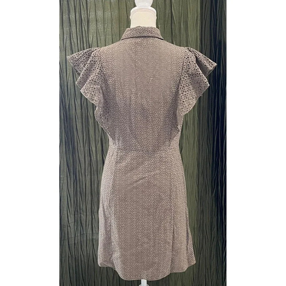 THEORY Button Down Ruffle  Eyelet Cotton Deess Size 8 With Slip - Picture 5 of 7